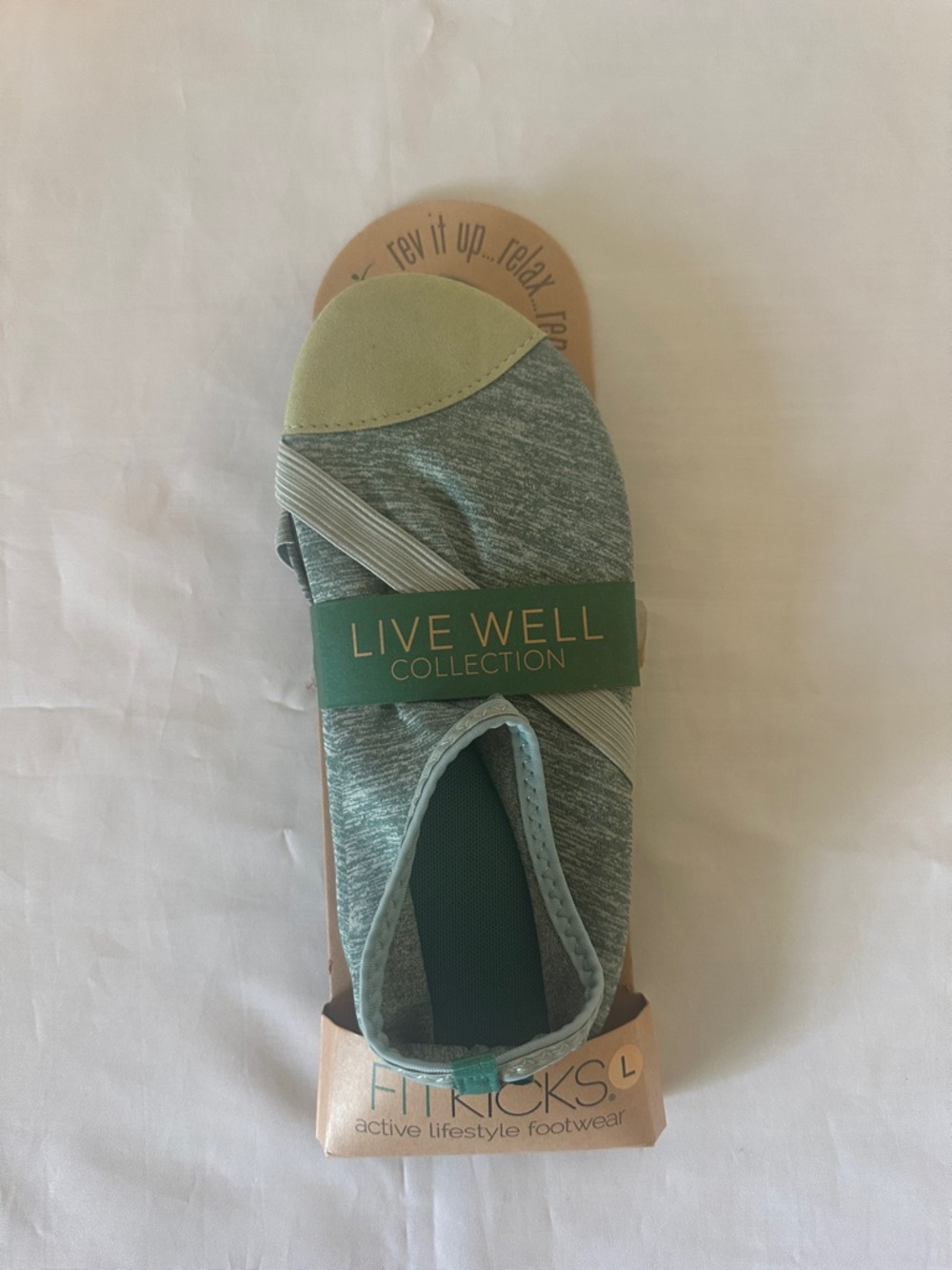 FitKicks Live Well Collection Slip-On in Heather Mint/Olive